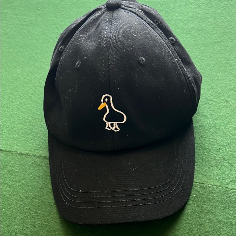Black Cap with Duck Embroidery